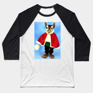 WARM RED CLOAK XMAS SQUIRREL Baseball T-Shirt